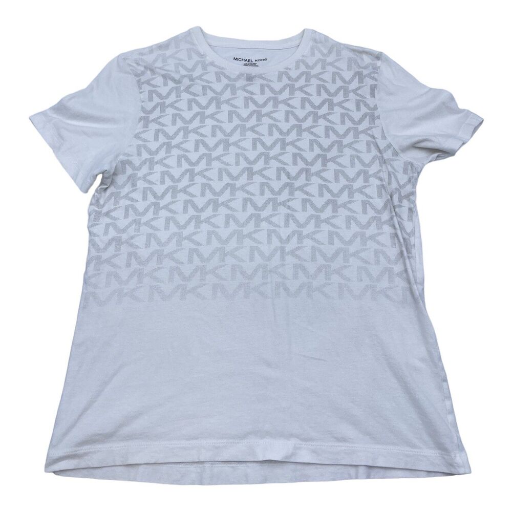 MICHAEL KORS Short Sleeve Graphic T-Shirt Size Medium White Cotton